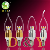 E14 led candle bulb 3 fork pointed pull tail round dip Highlight 3 w5w7 chandelier crystal light sou