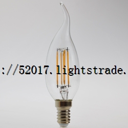  candle shape with tail and reliable CE/ROHS certification 4W F37 E14 flame filament LED candle ligh