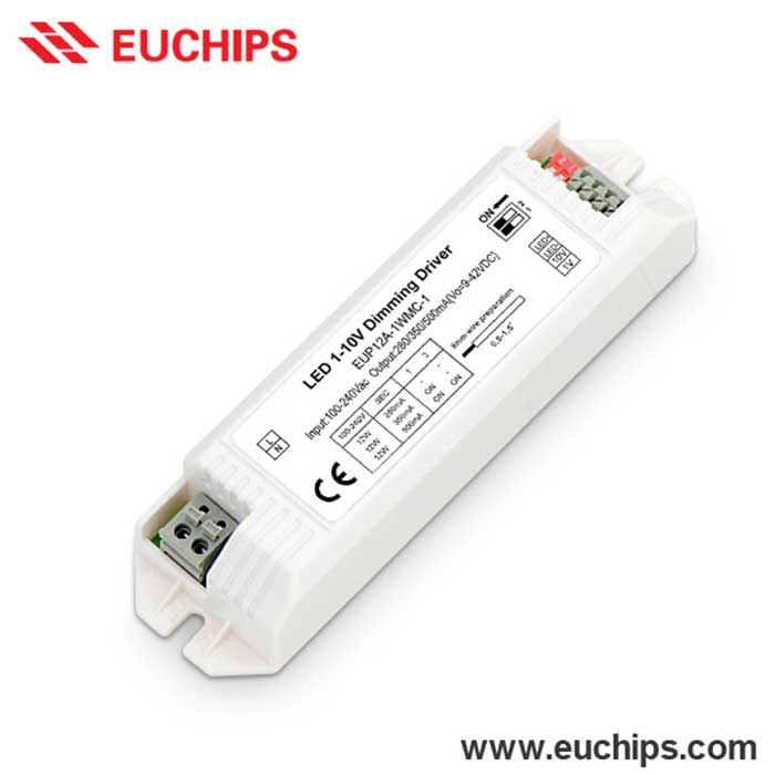 100-240VAC 280/350/500mA 1 channel 1-10V constant current dimmable driver EUP12A-1WMC-1
