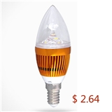 Factory Direct saling LED3w Crystal Candle lights for E14 e27 LED candle light led bulb