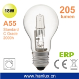 A55 18W 205lm C Grade halogen bulb E27 dimmable 2000h CE ROHS ERP