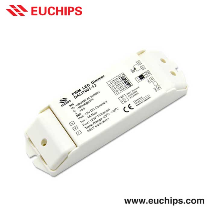 100-240VAC 12W 12VDC 1A 1 channel constant voltage dimmable driver DALI7001-12