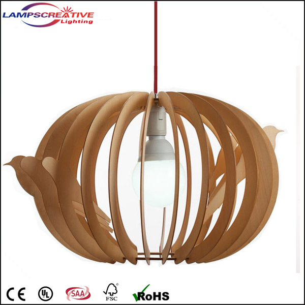Handmade wooden pendant lamp