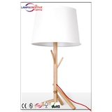 White fabric shade wood lamp base lovvely lighting nature wood table lamp LCT-FH