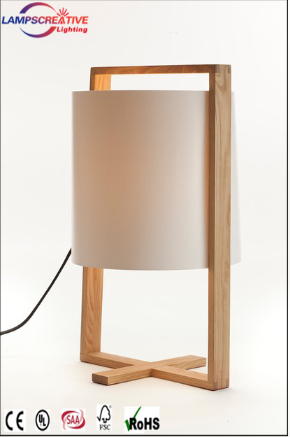 Wood desk lamp white lamp shade LCT-SX