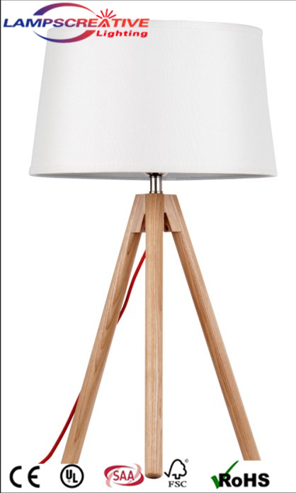 Handmade wooden lamp desk lamp with burlap LCY-YH