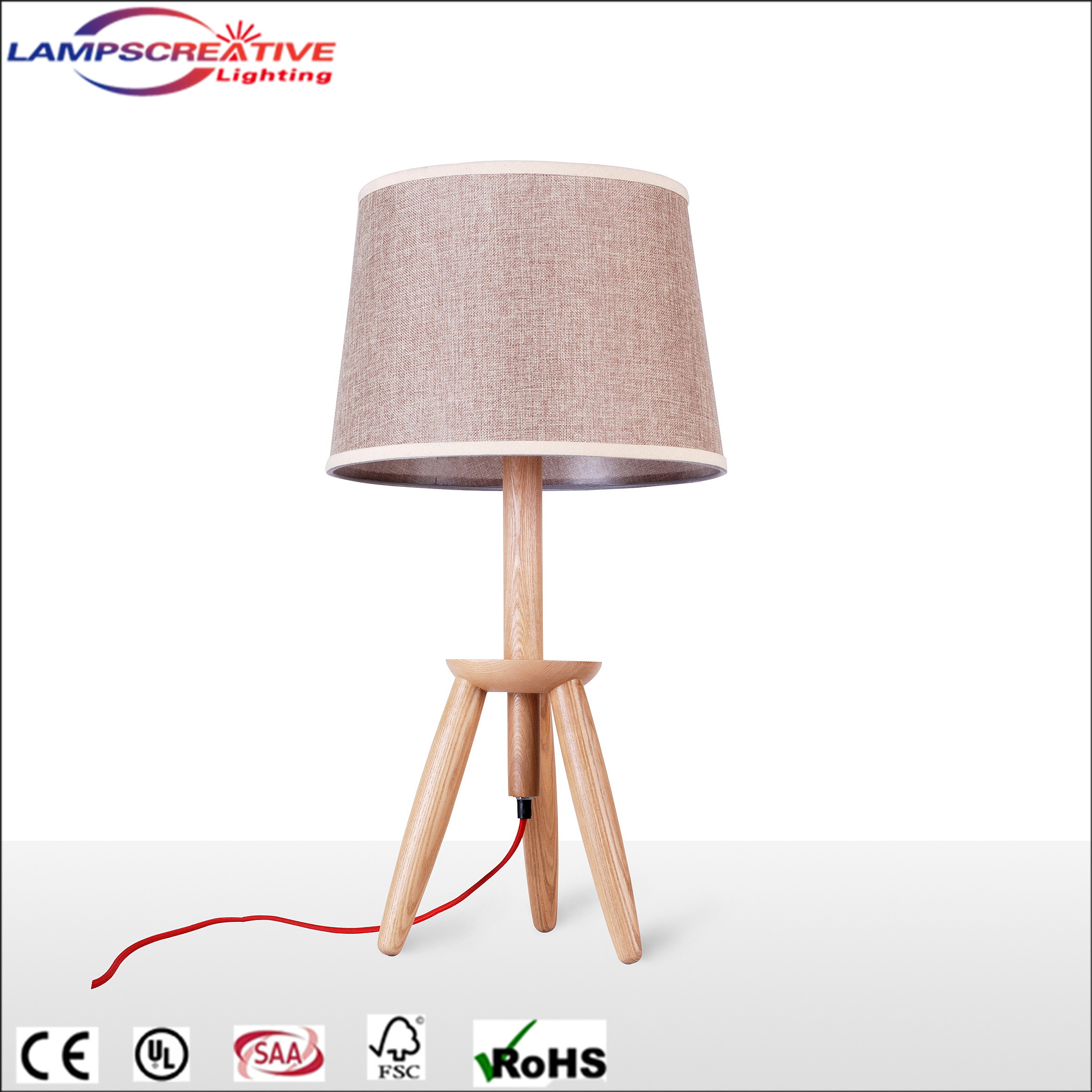 Wholesale wooden table lamp with fabric shade and wooden body LCT-DL