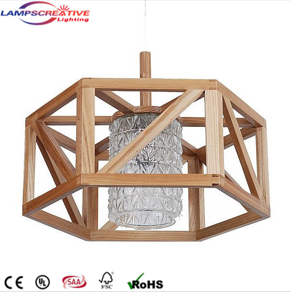 Ash wood wooden pendant lamp