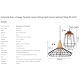 Industrial Retro Vintage Pendant Lamp Ceiling Light Home Lighting Fitting