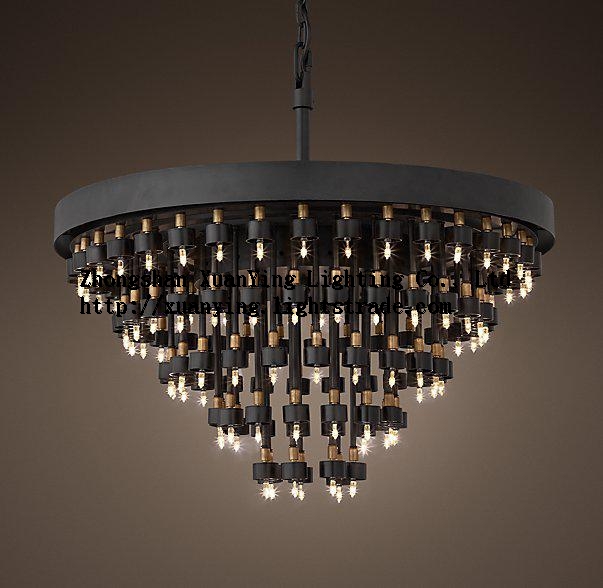 Black iron Chandeliers and pendant Living Room Lamps Lighting American style Chandelier Indoor dec