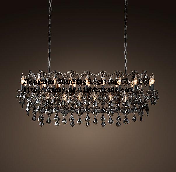 Modern Elegant Villa Foyer decor black crystal art chandelier lighting