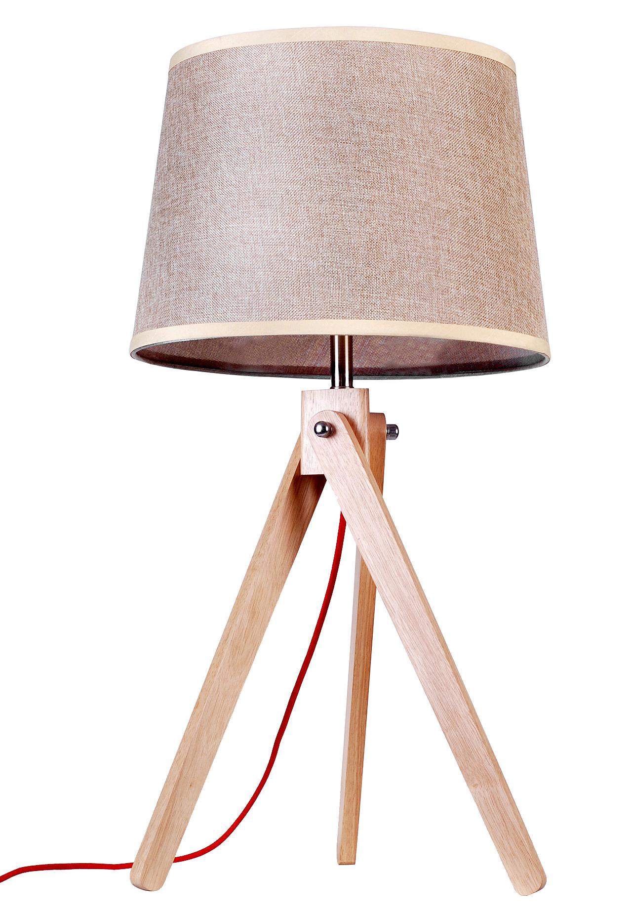 Contemporary natural wooden tripod table lamp