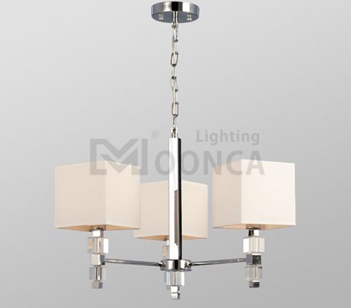 2016 hot sale chandelier new item indoor iron fabric covering 3 light chandelier