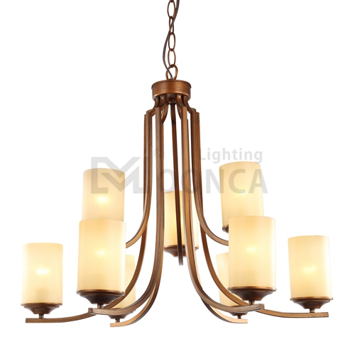 Light up new item indoor iron glass shade 9 light chandelier 2016 hot sale traditional chandelier
