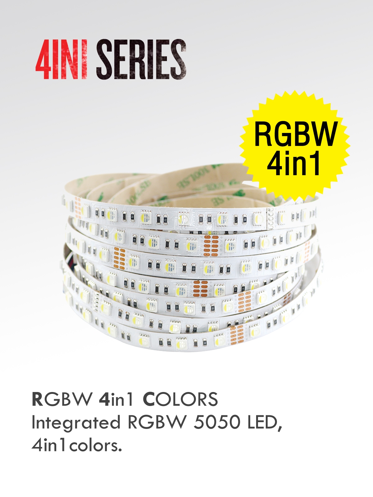 5050 RGBW 4 in 1 chip LED Strip-integrated RGBW 4 in 1 colors-12V 24V-60 LEDs