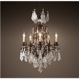 Antique Candle Crystal Chandelier Light Vintage Style Glass Pendant