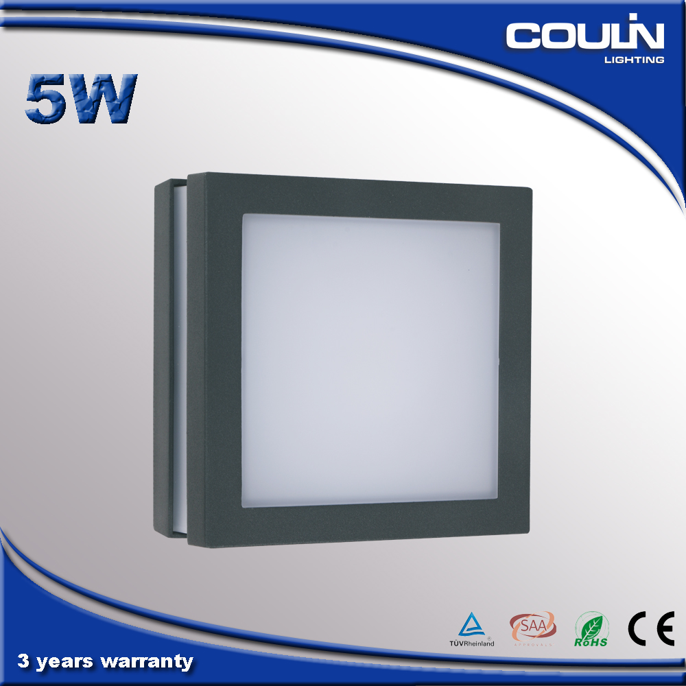 IP54 5W Square Aluminum LED Bulkhead Light
