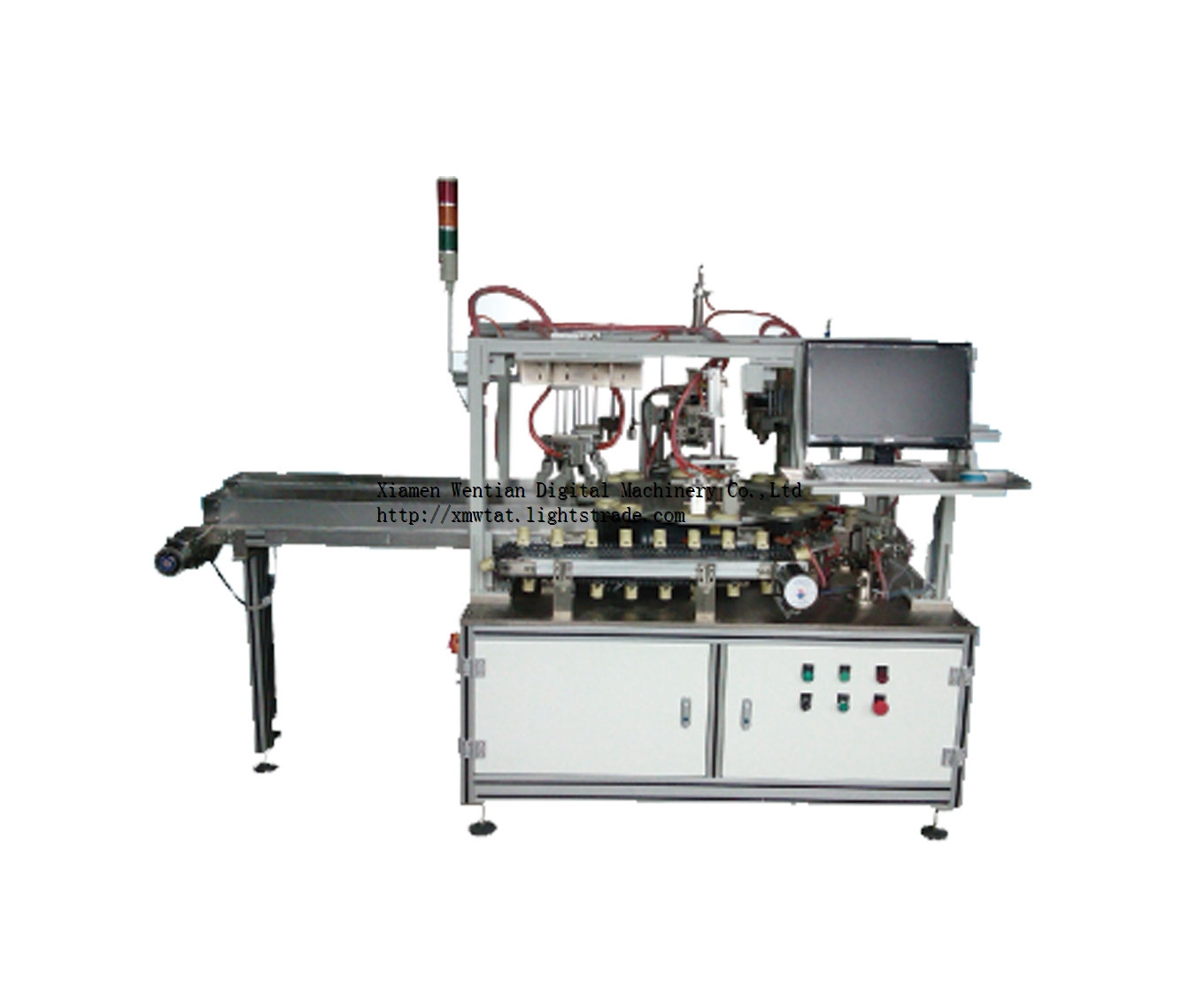 Dome gluing and capping machine