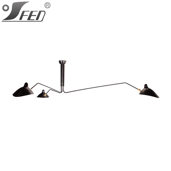 Serge Mouille Three-Arm Ceiling Lamp pendant lighting