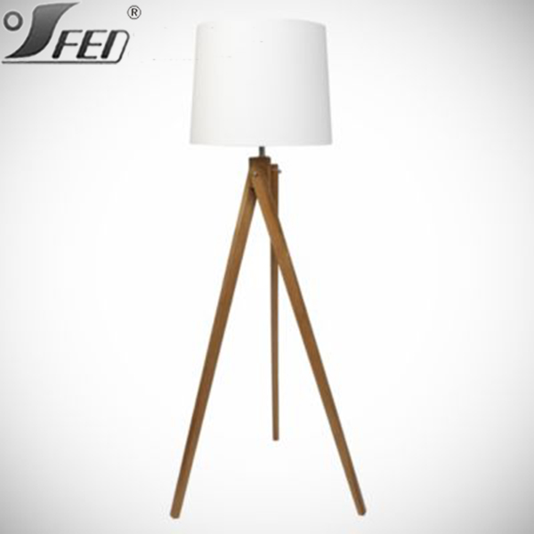 Tripod floor lamp wood base standing light modern for bedroom light