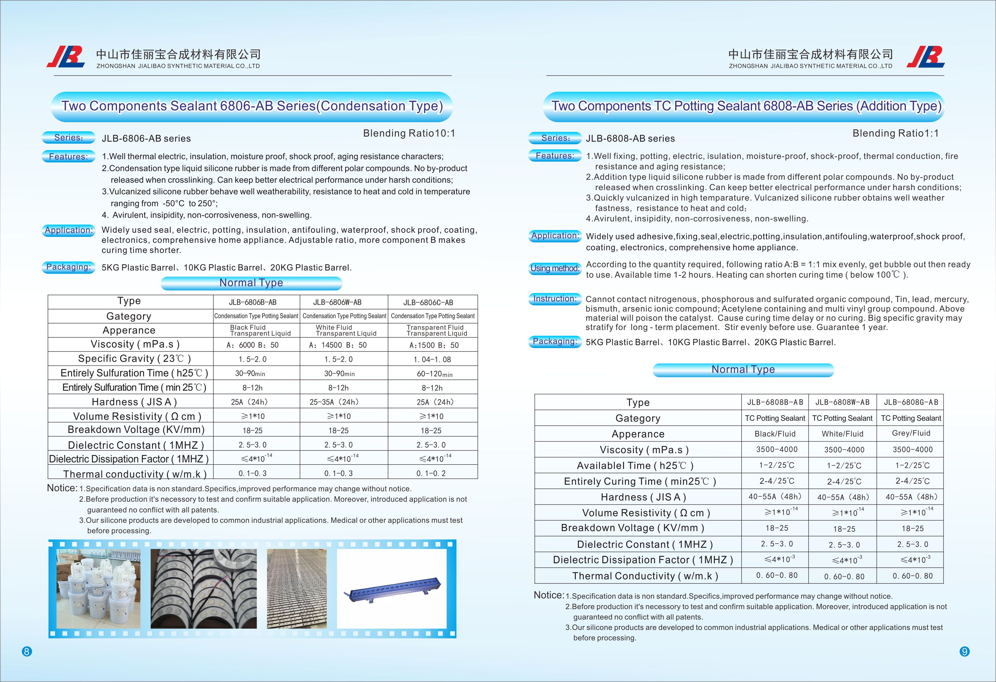 Two Components Potting Silicone Rubber 6808-AB Series