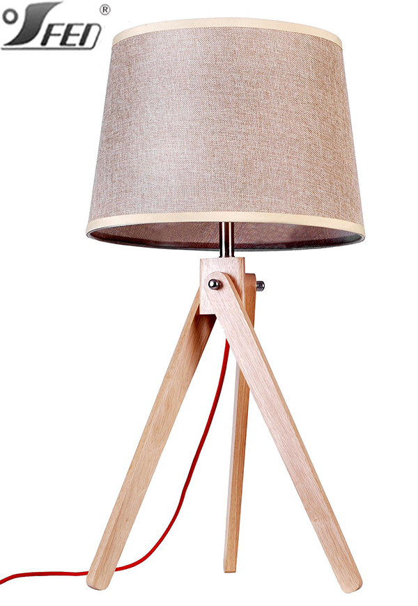 modern solid wooden table lamp with lamp shade