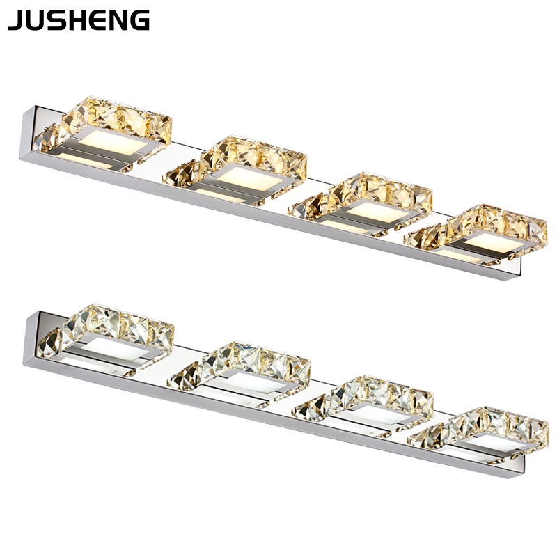 JUSHEN 12W four square crystals bathroom mirror wall lamp 5980 110-240V AC CE FCC ROHS