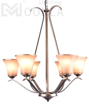 chandelier new item indoor iron glass shade 6light 2016 hot sale traditional lamp