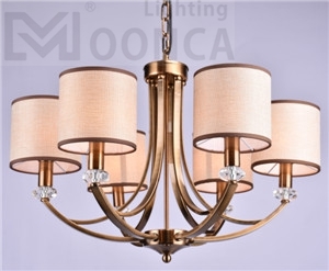 6light chandelier hot sale indoor modern traditional Iron light fabric covering shade energy saving