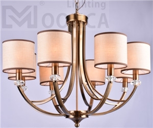 8light chandelier hot sale indoor modern traditional Iron light fabric covering shade energy saving