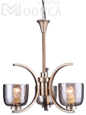 Chandelier 3light indoor modern traditional Iron light water ripples glass shade energy saving