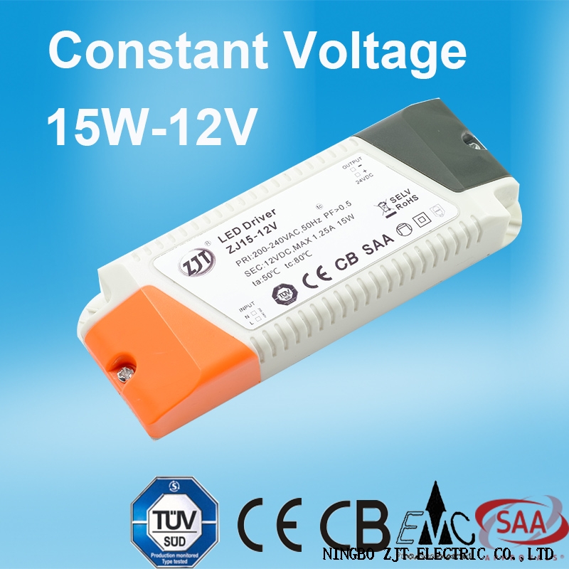 15W 12V CONSTANT VOLTAGE LED DRIVER WITH CE CB EMC SAA CERTIFICATE
