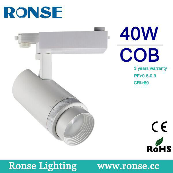 Ronse 40W cob track spotlight CE for gallery beam angle changeable