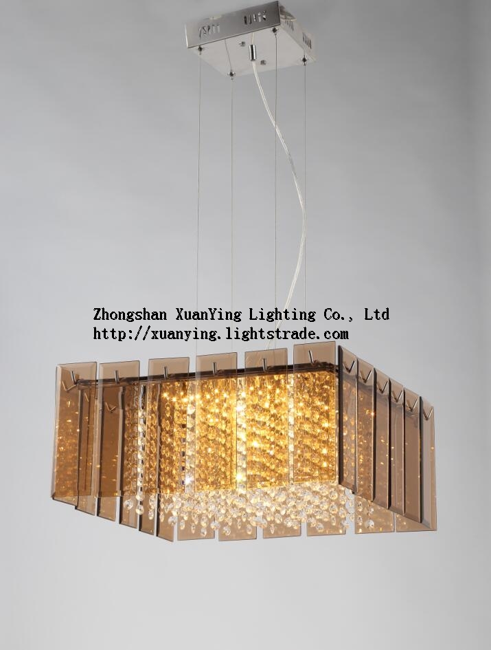 Modern Dinning Room LED square Pendant Lighting with Crystal Hanging Lamp