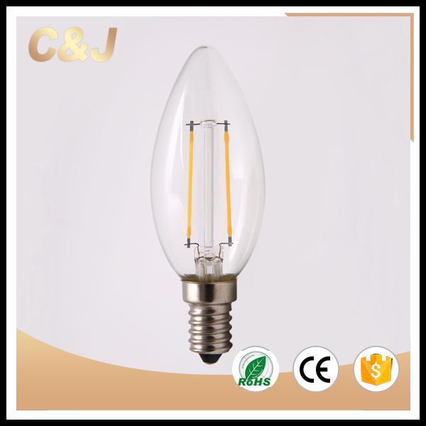 2w 4w e14 e27 led candle bulb cob filament 360 degree b35