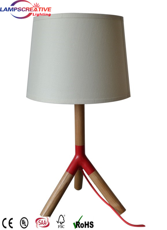 Modern Popular Wooden Living room Table Lamp With Natural Cord