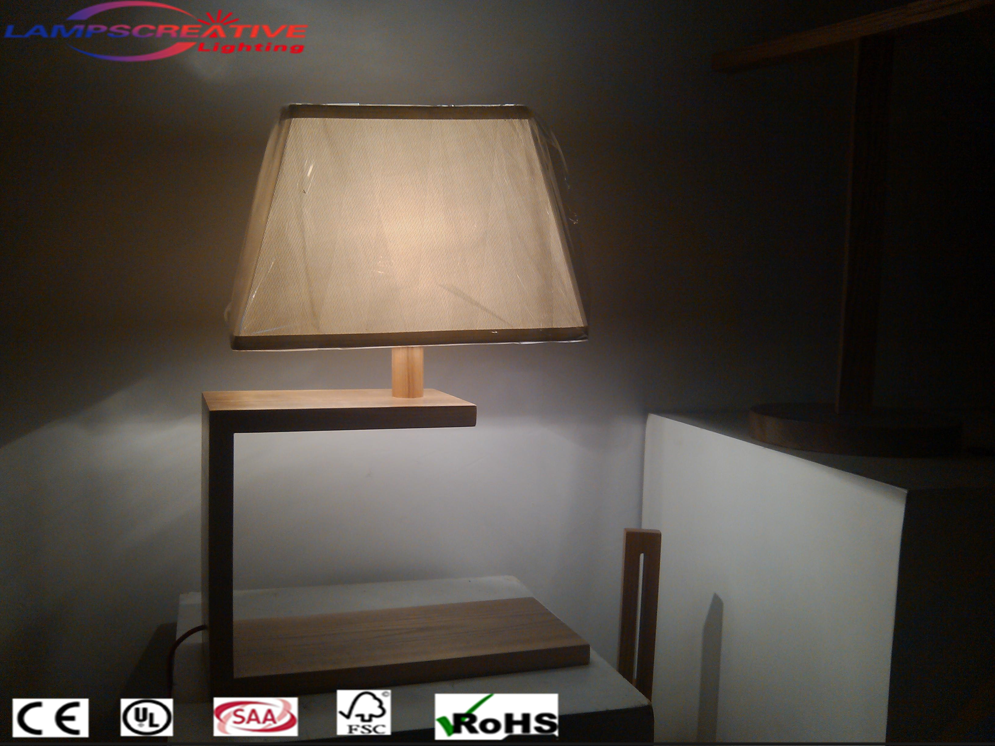 Decoration Restaurant table lamp with handmade Natural wood