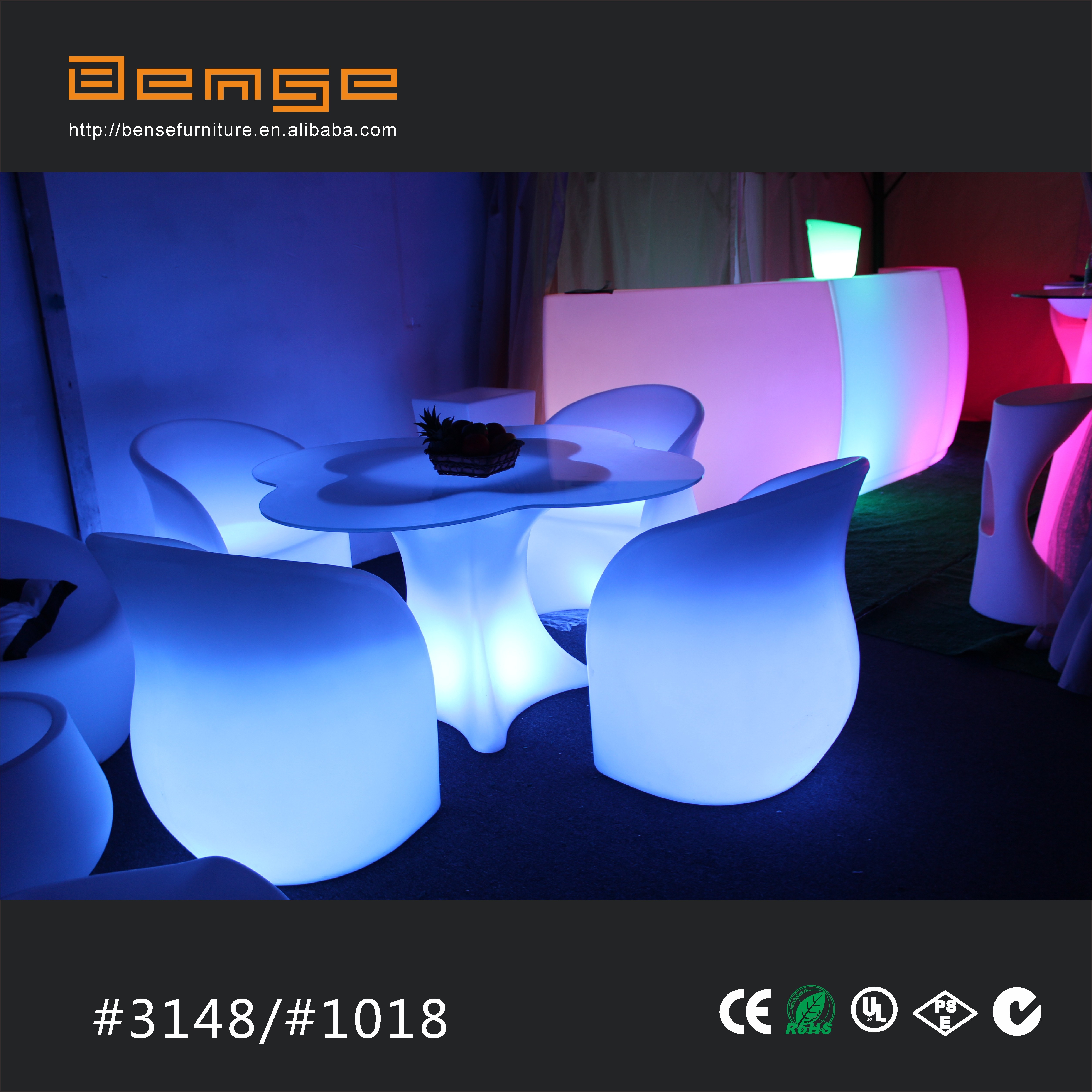LED furniture manufacturer glowing outdoor lighting table