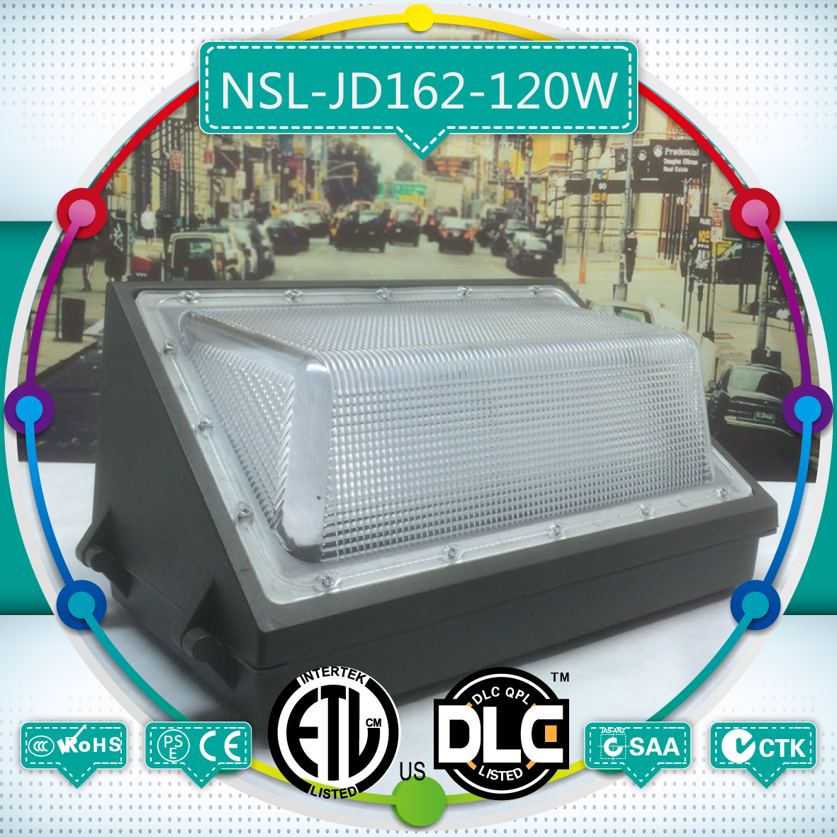 Sample free of charge120w led wall pack high power dlc led wall pack light 5 years warranty led wa