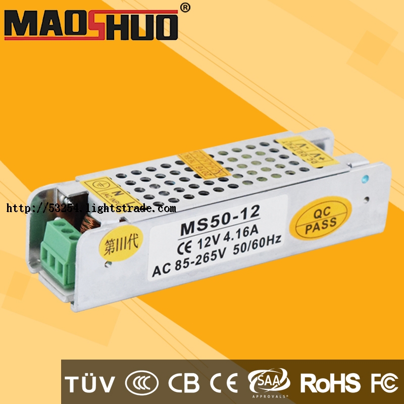 small size DC12V 50W constant voltage led power supply for strip light