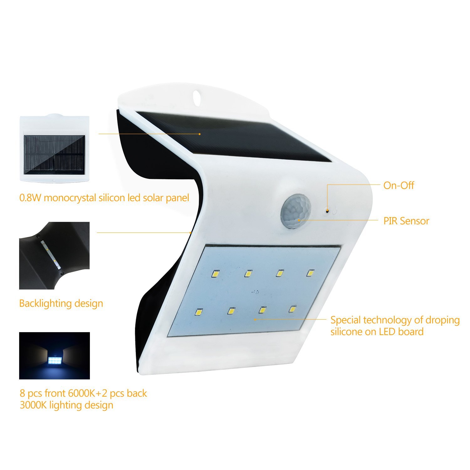 Rechargeable Led wall light with solar panel Solar wall light with sensor