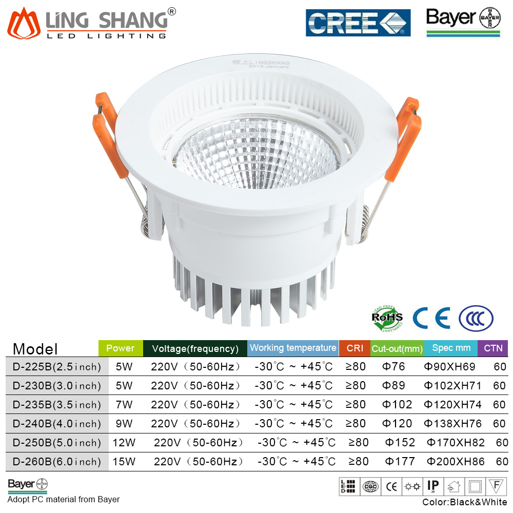 High Quality Round Shape Dimmable 3W LED Downlight