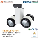 Adjustable commercial led track lighting double heads track lights 60w