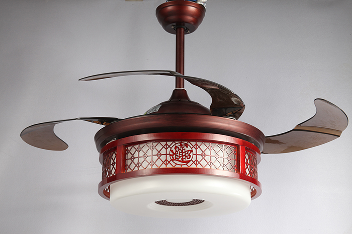 Red wood ceiling fan lamp Y42-9670RW