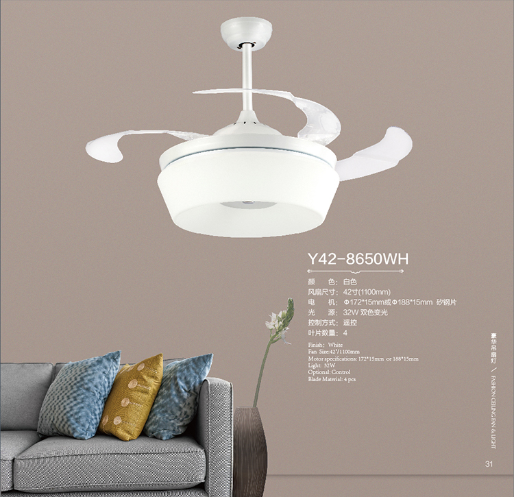 Luxury ceiling fan light white Y42-8650WH