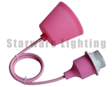 Colorful Silicone Pendant Lighting with silicone cover plastic canopy fabric wire Pink