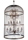Metal bird cage chandelier lamp