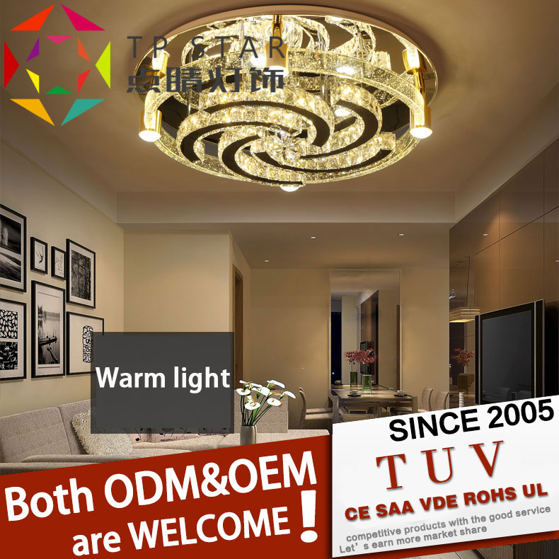 led ceiling light K9 crystal，cover celing lamps for home