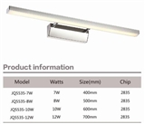 Stainless steel 16w 70cm led mirror light for bathroom