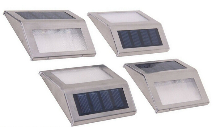 Outdoor Low Voltage 3 LED Solar Powered Wall Mounted Stainless Steel Step Light